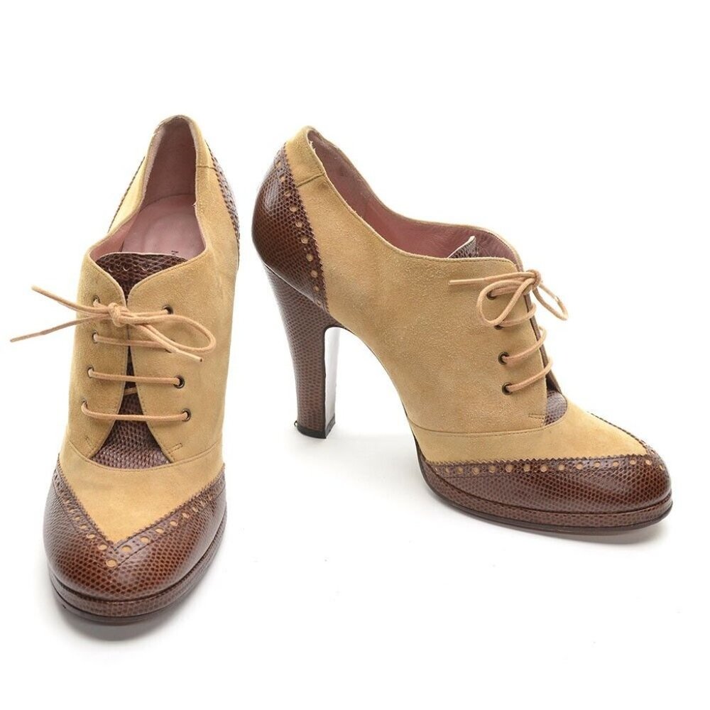 Marc Jacobs Brown Perforated Lace Up Booties Pumps 40.5 - Picture 2 of 6
